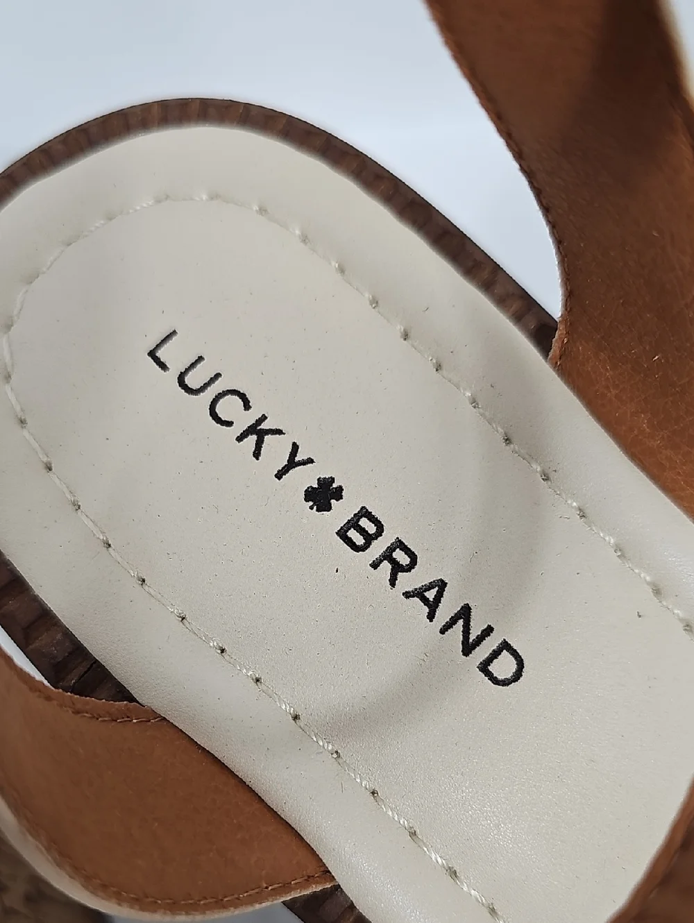 NIB Lucky Brand Taiza Daisy Floral Platform Sandals Cork Block Heel Cream 11